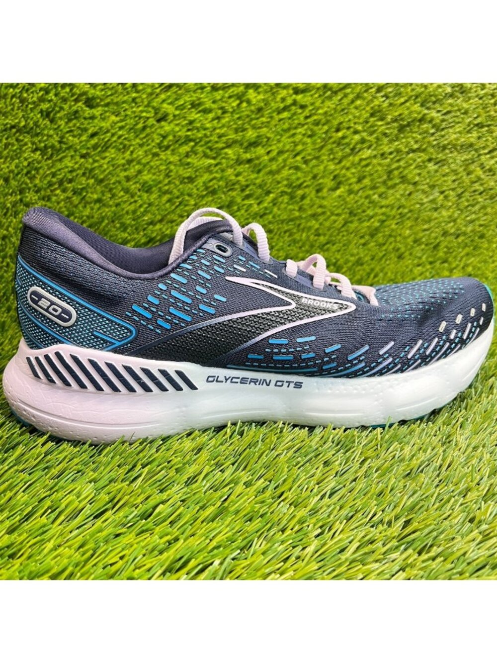 Brooks Glycerin GTS 20 Womens Size 10.5 Blue Pink Running Walking Shoes Sneakers